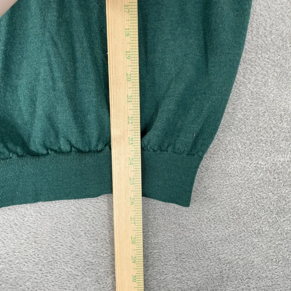 Collars & Co. Sweater Mens Large Green Australian Merino Wool Quarter Zip Knit